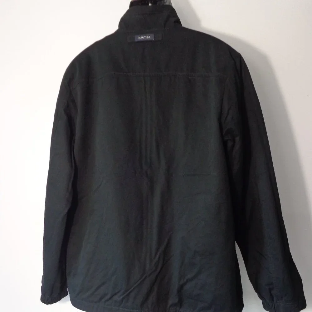 Nautica Men’s Full Zip Reversible Mock neck Jacket Fleece Cotton Black‎ Size XL